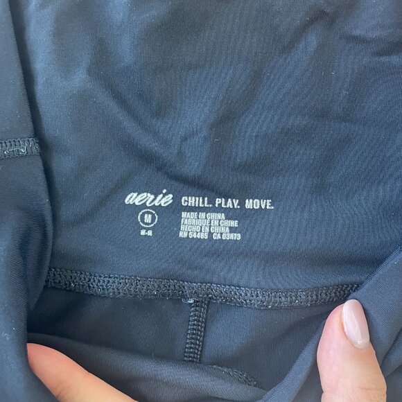 Aerie Chill Play Move High-Waisted Leggings Black Pockets Mesh Detail - Picture 3 of 3